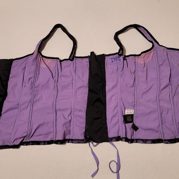 Vintage Tripp Nyc Corset Floral Lace-up Hook Purple & Black XXL - Picture 11 of 11